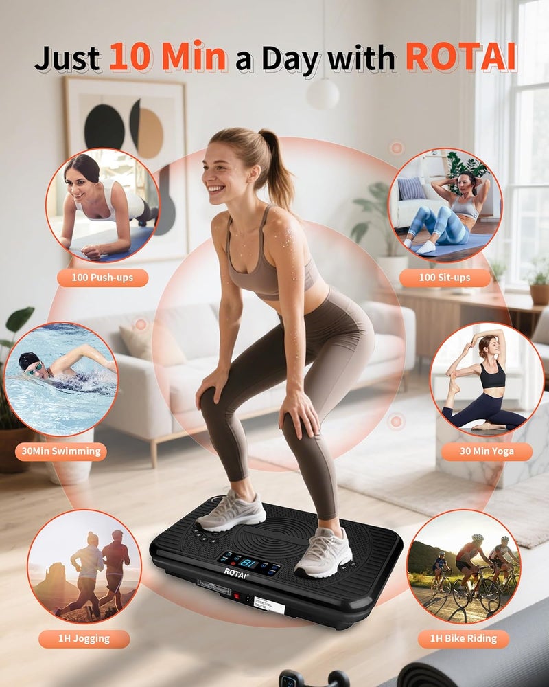 ROTAI Shake Plate Vibration Exercise Machine for Lymphatic Drainage Massager & Weight Loss, 400 lbs Capacity Whole Body Vibrating Plate Workout for Women and Men - Image 5